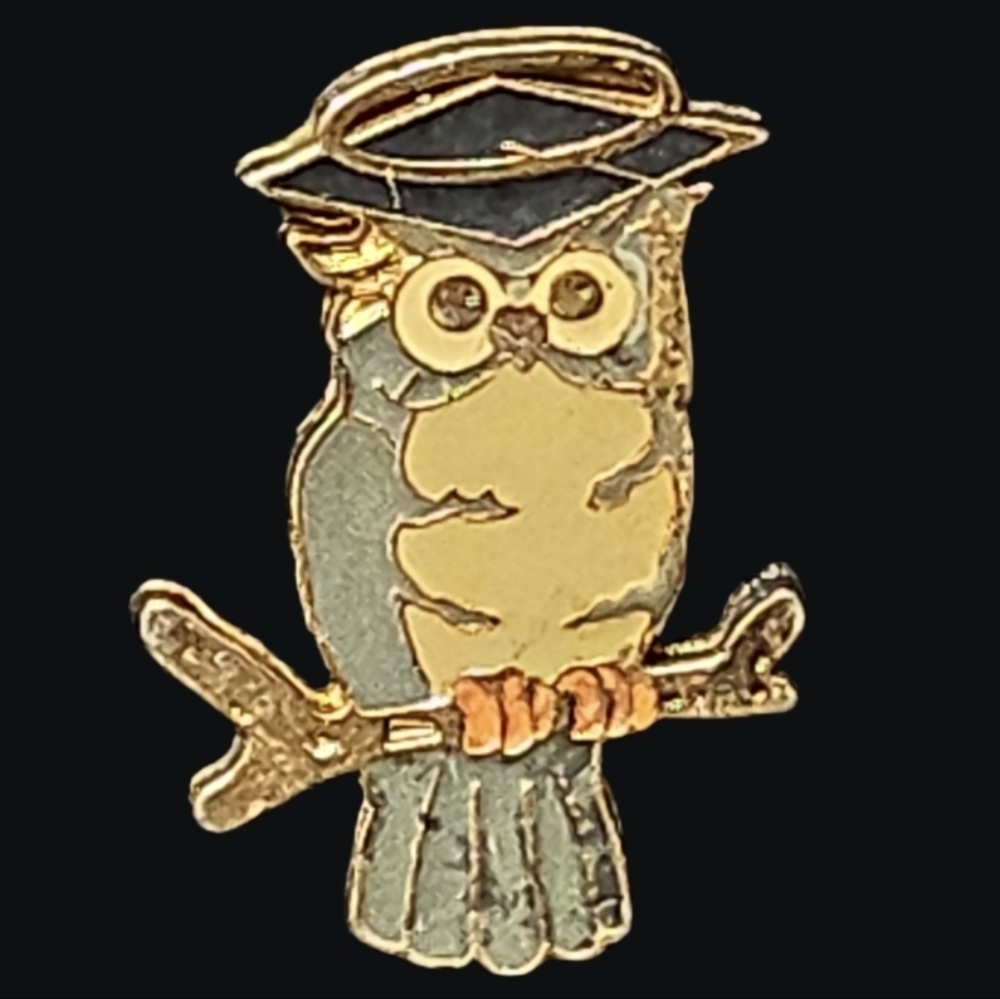 Vintage Wise Owl Lapel Graduation Enamel Lapel Pin